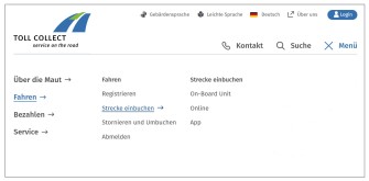 
Im Menü sieht man alle Themen aus dem Bereich "Fahren".